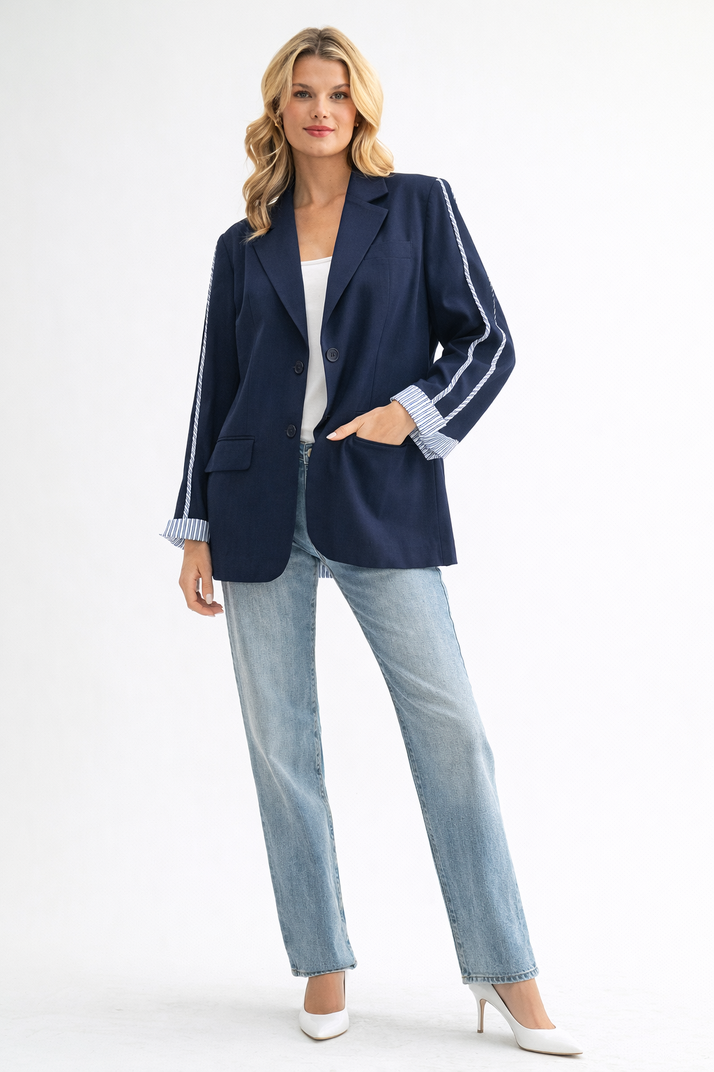 Mary Blazer Jacket with Stripes