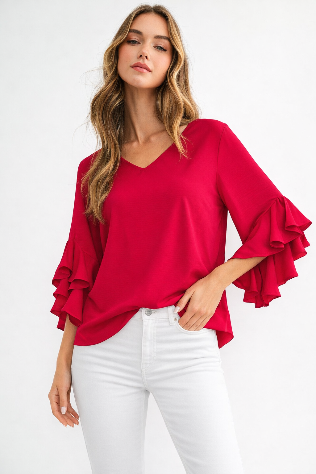 Jamie Top with Ruffle Sleeves