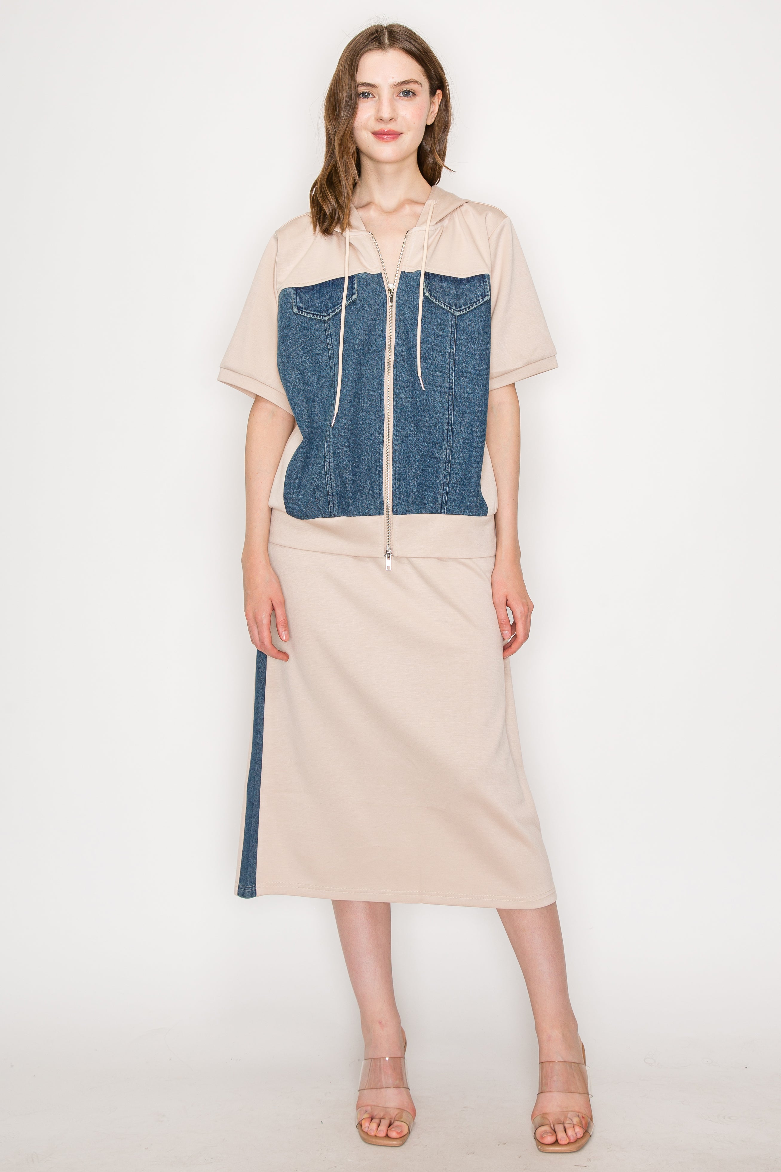 Dana Knit Skirt with Denim