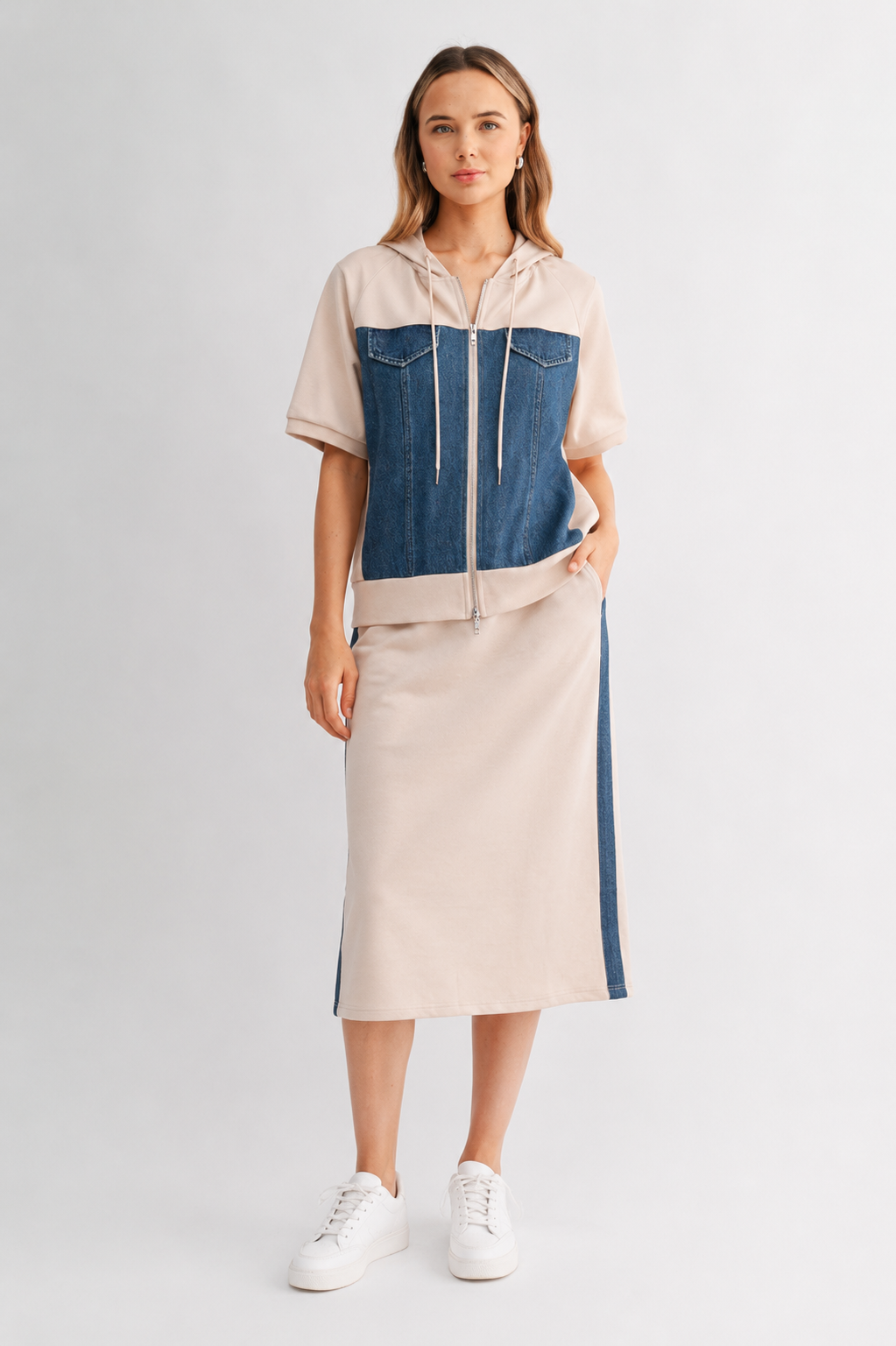 Dana Knit Skirt with Denim