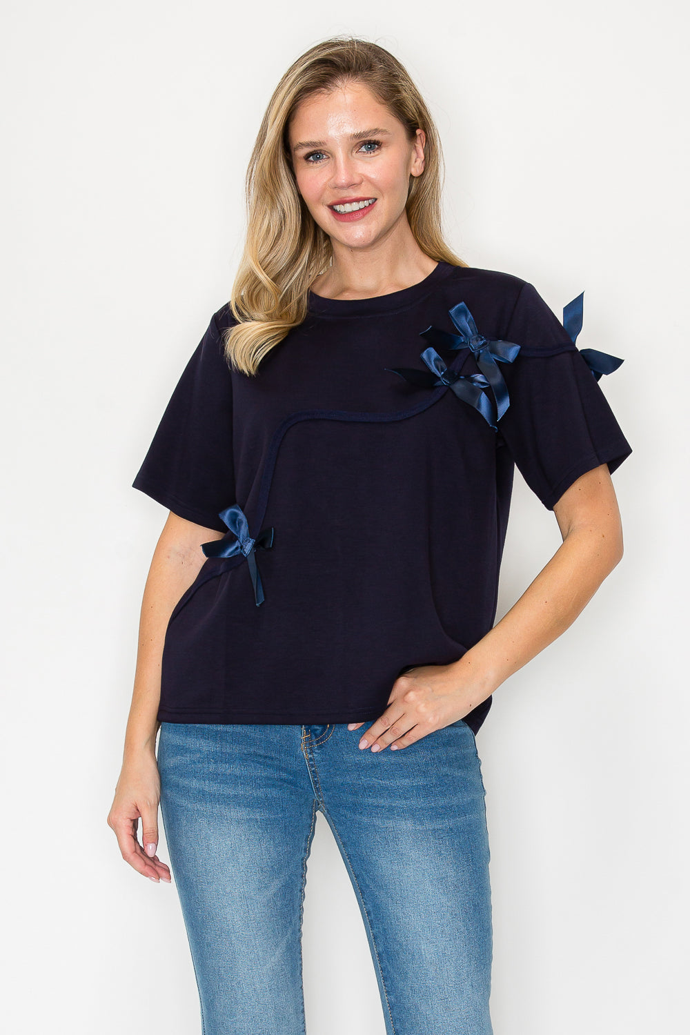 Karely Knit Top with Ribbons