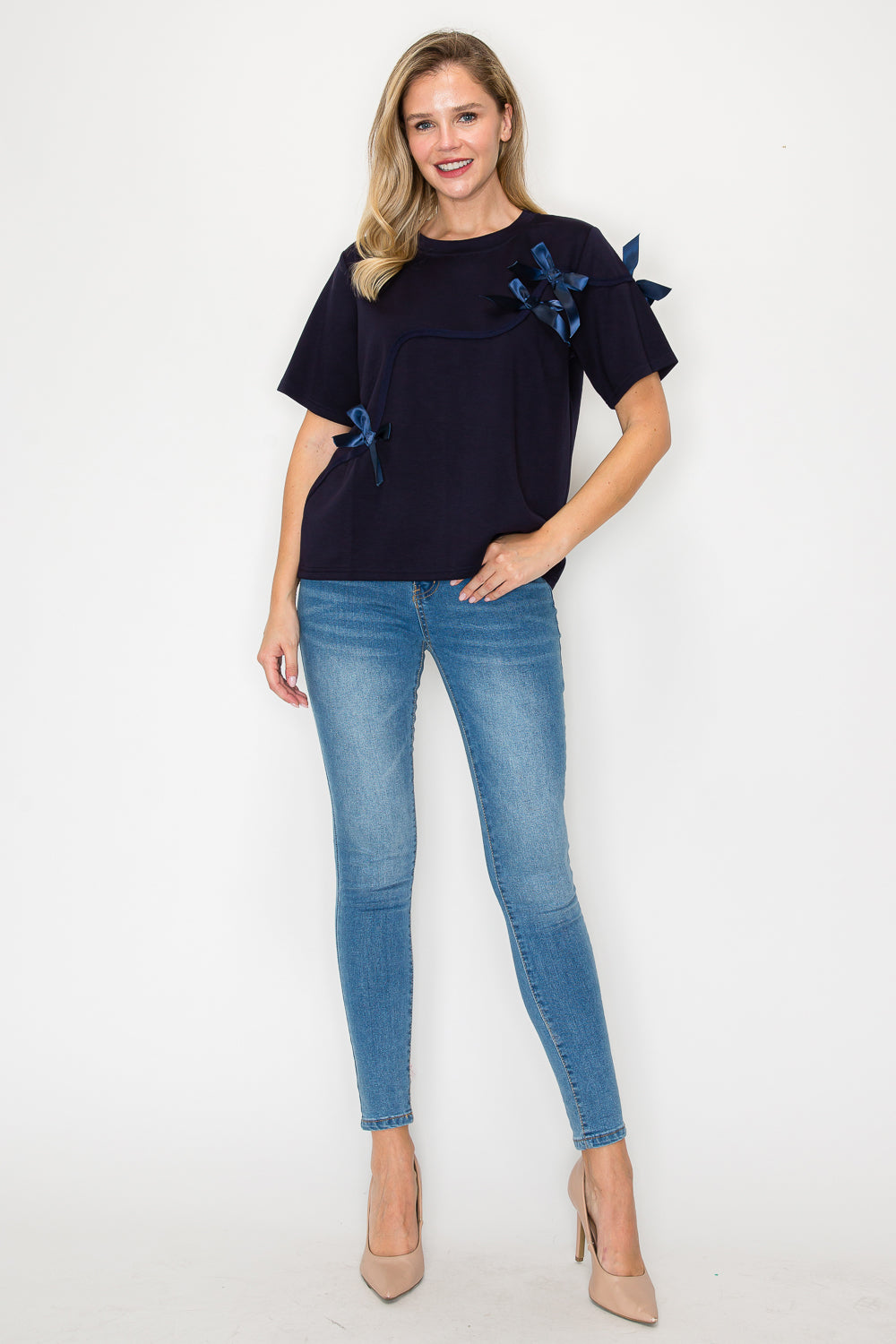 Karely Knit Top with Ribbons