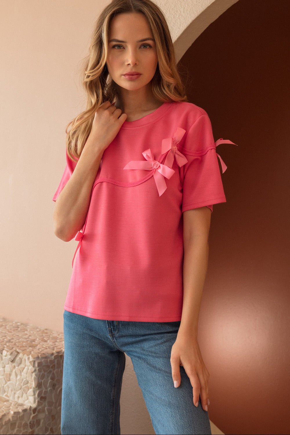 Karely Knit Top with Ribbons