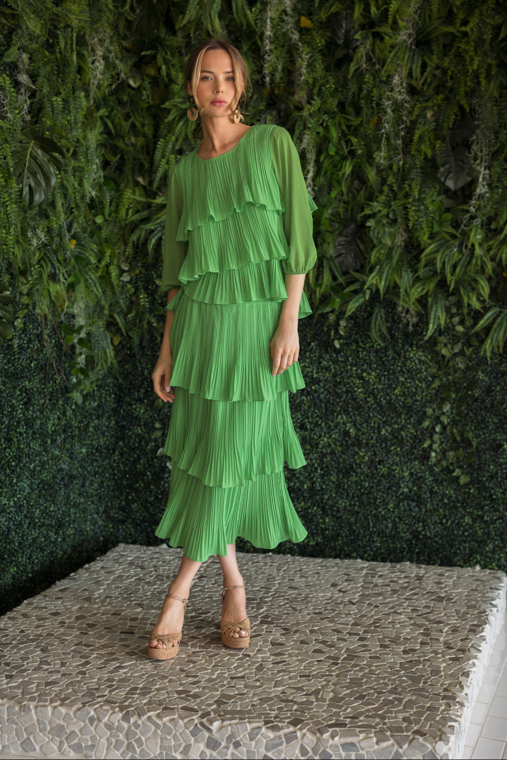 Javon Pleated Ruffle Tiered Skirt