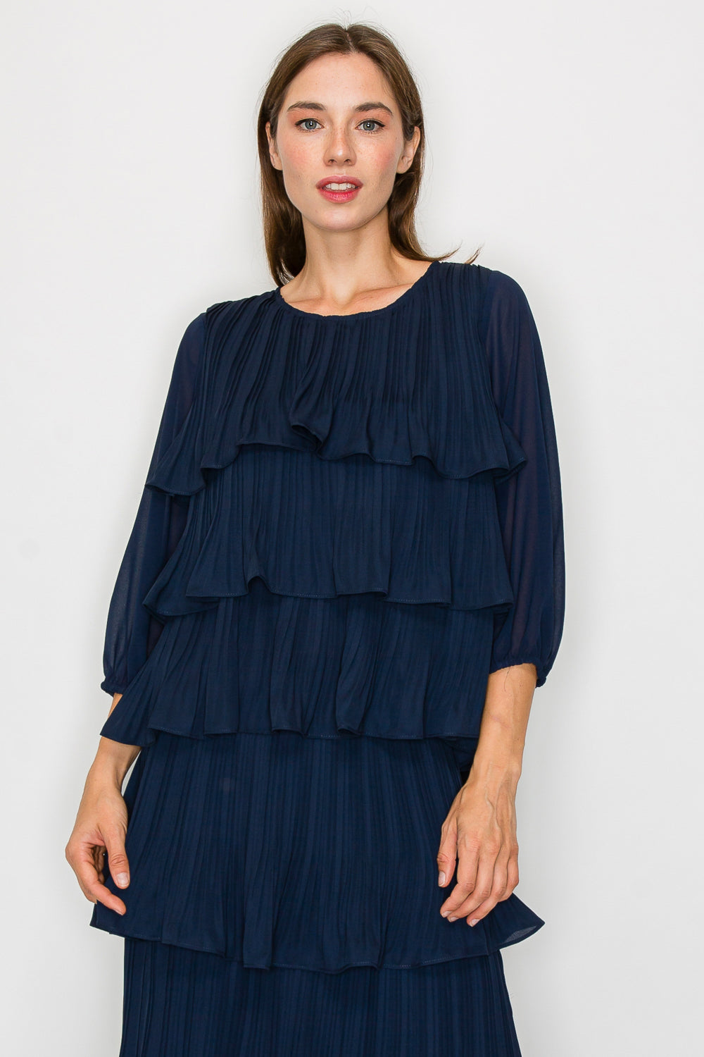 Jesiah Pleated Ruffled Tiered Top