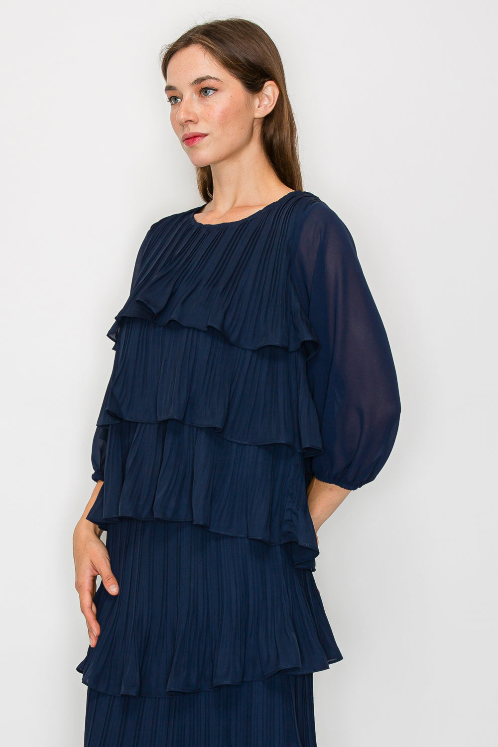 Jesiah Pleated Ruffled Tiered Top