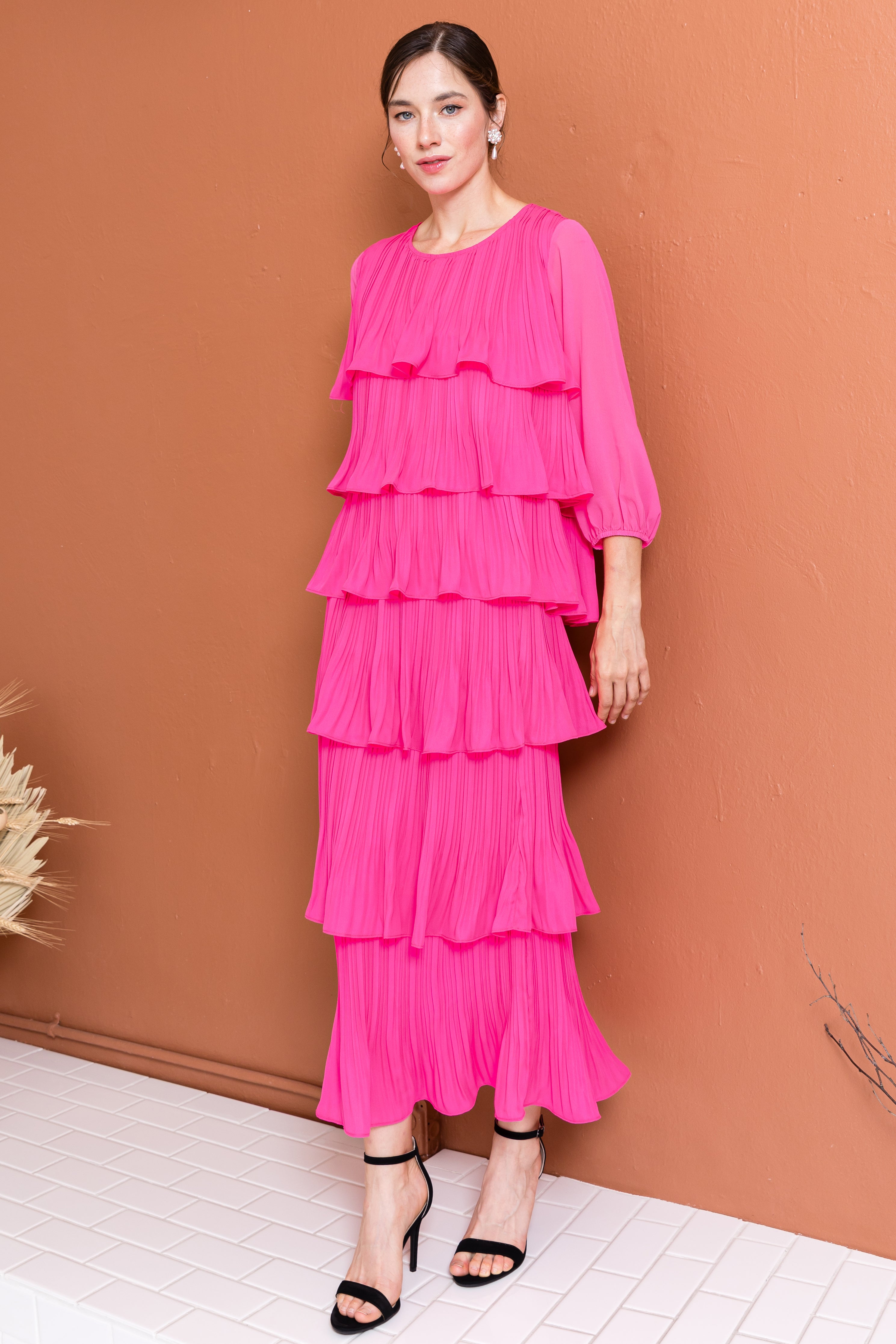 Jesiah Pleated Ruffled Tiered Top