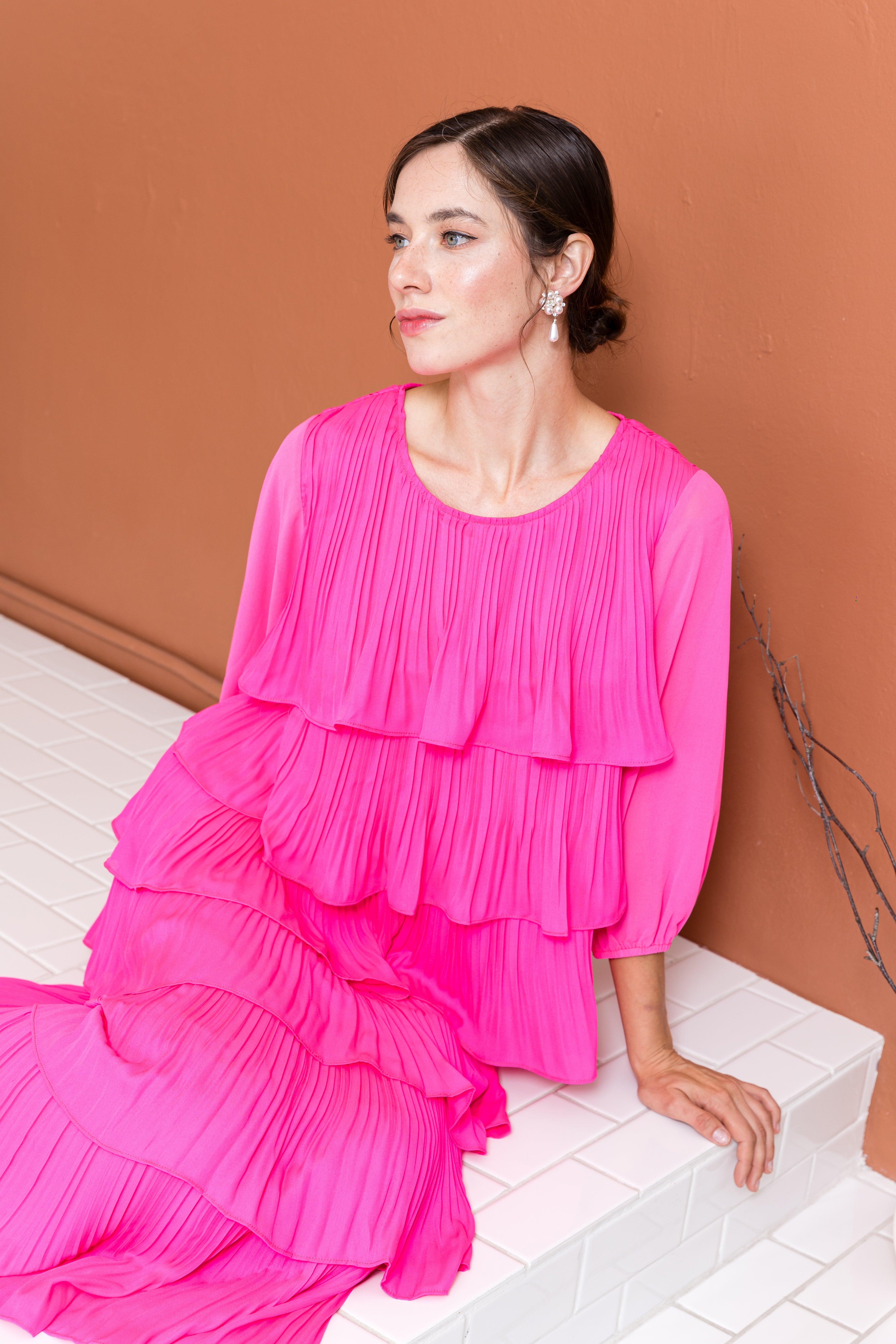 Jesiah Pleated Ruffled Tiered Top