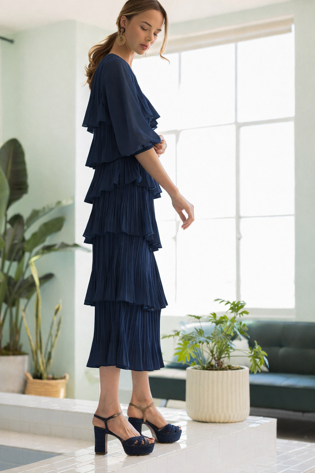 Javon Pleated Ruffle Tiered Skirt