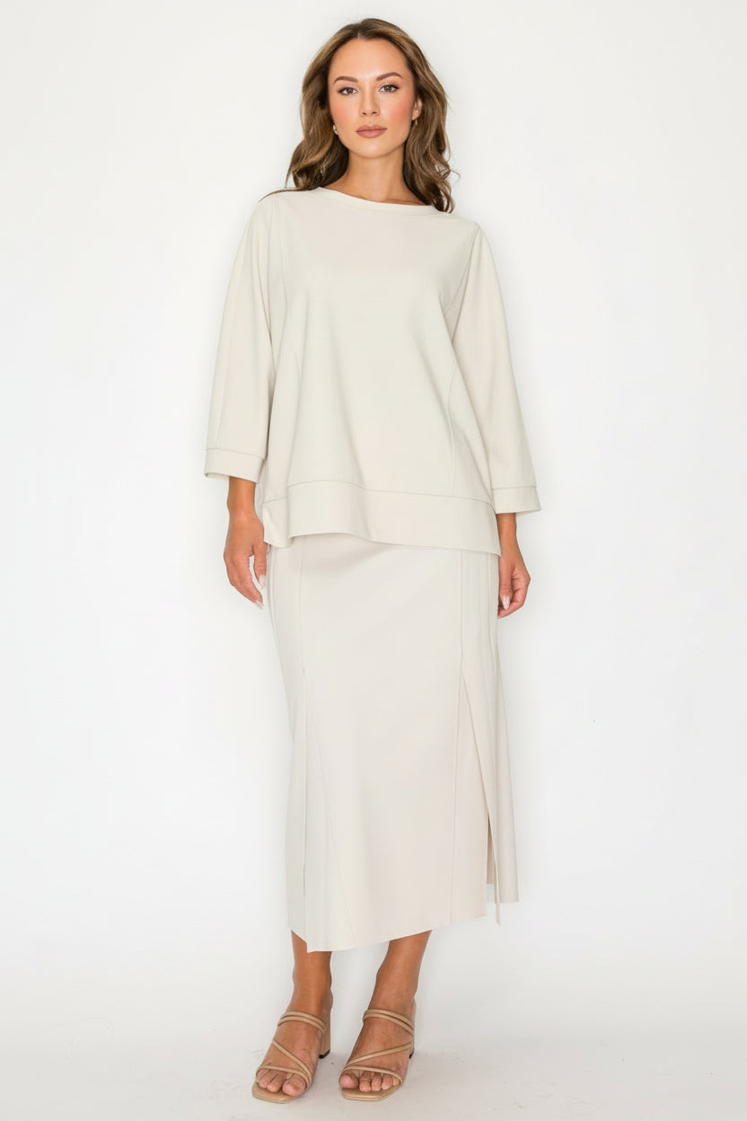 Karol Stretch Crepe Knit Top