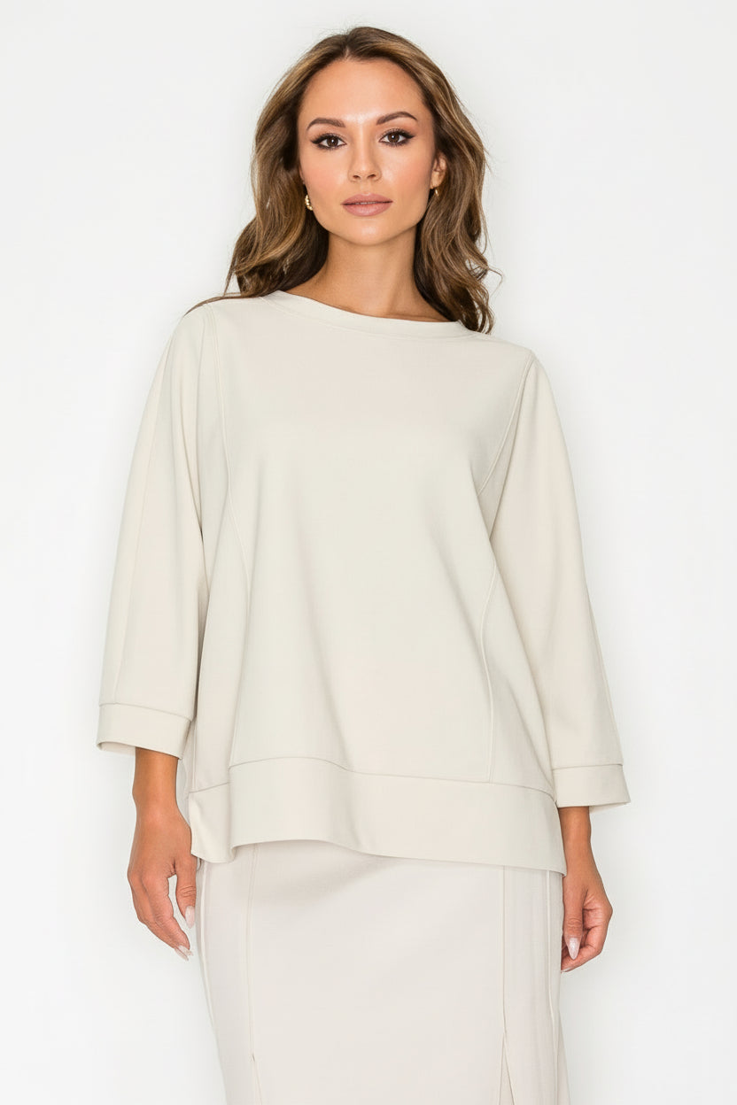 Karol Stretch Crepe Knit Top