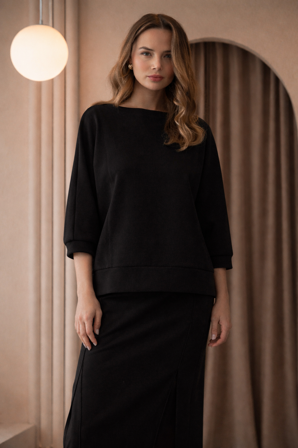 Karol Stretch Crepe Knit Top