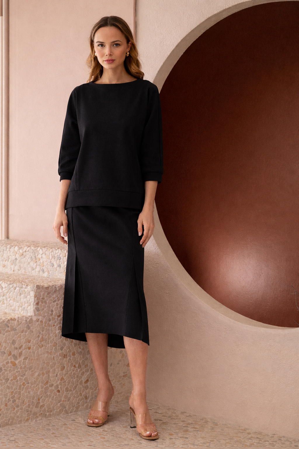Karol Stretch Crepe Knit Top