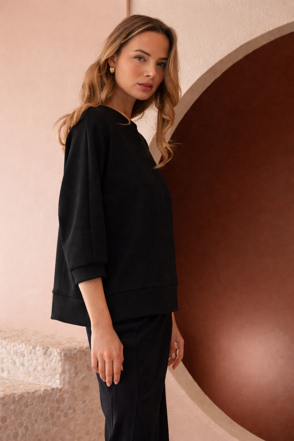 Karol Stretch Crepe Knit Top