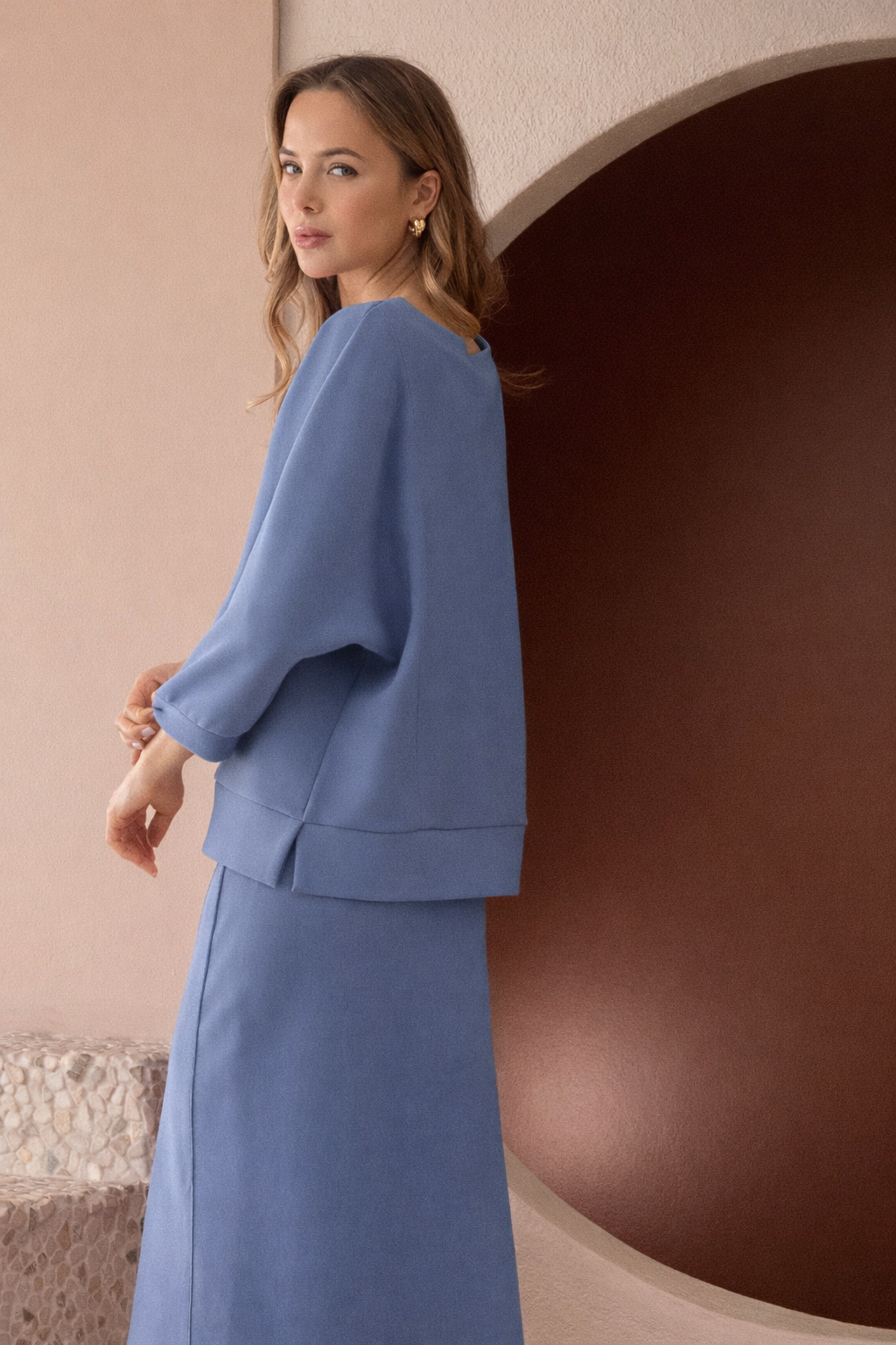Karol Stretch Crepe Knit Top