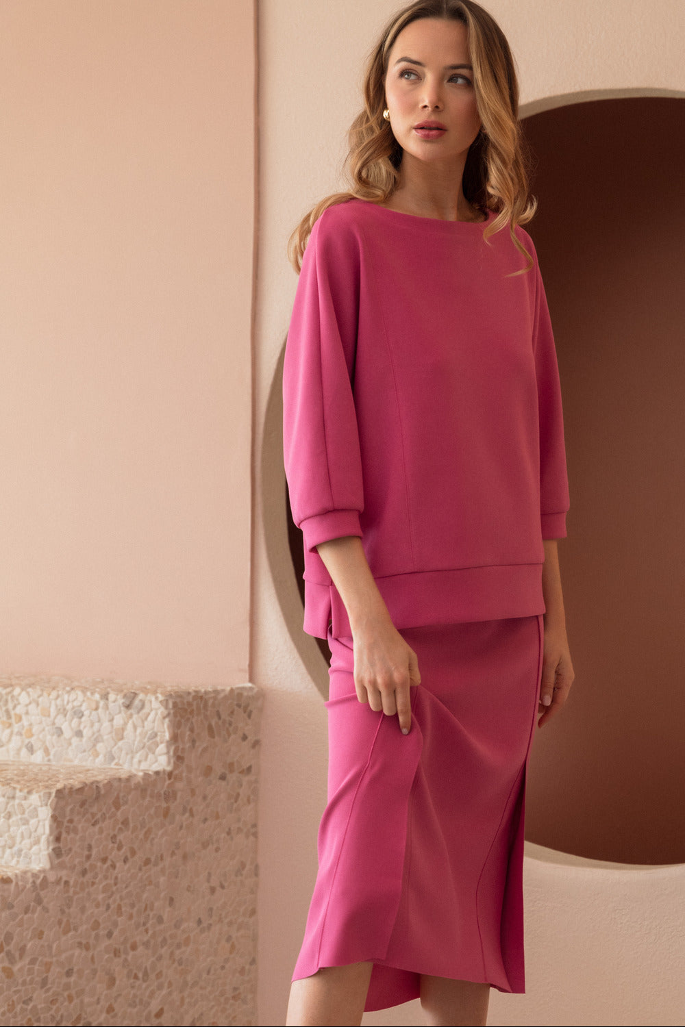 Karol Stretch Crepe Knit Top