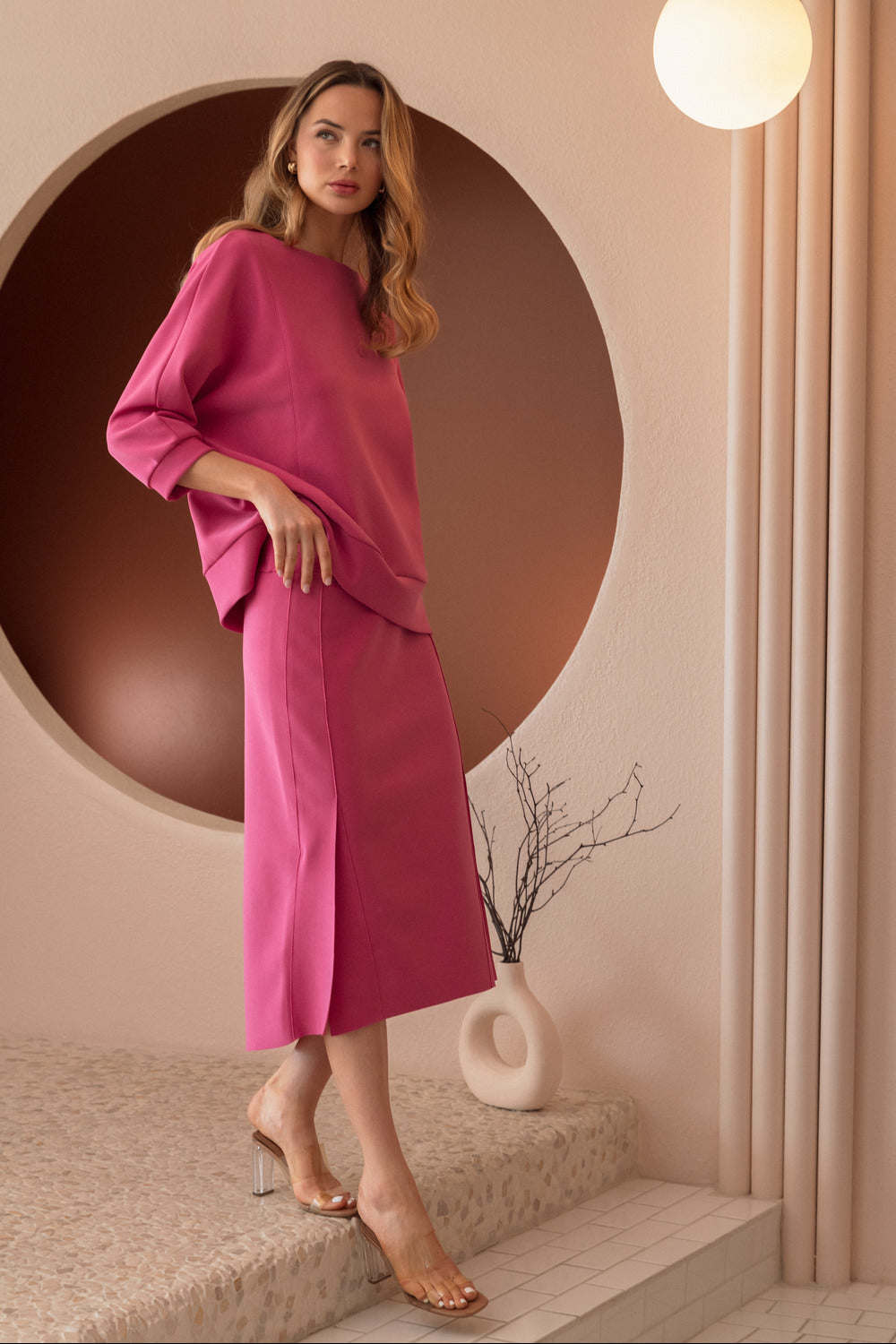 Kamari Stretch Crepe Knit Skirt