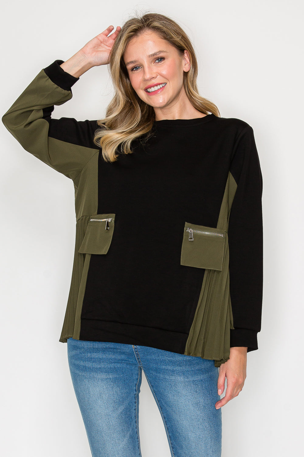 Joan Knit Top with Pleating