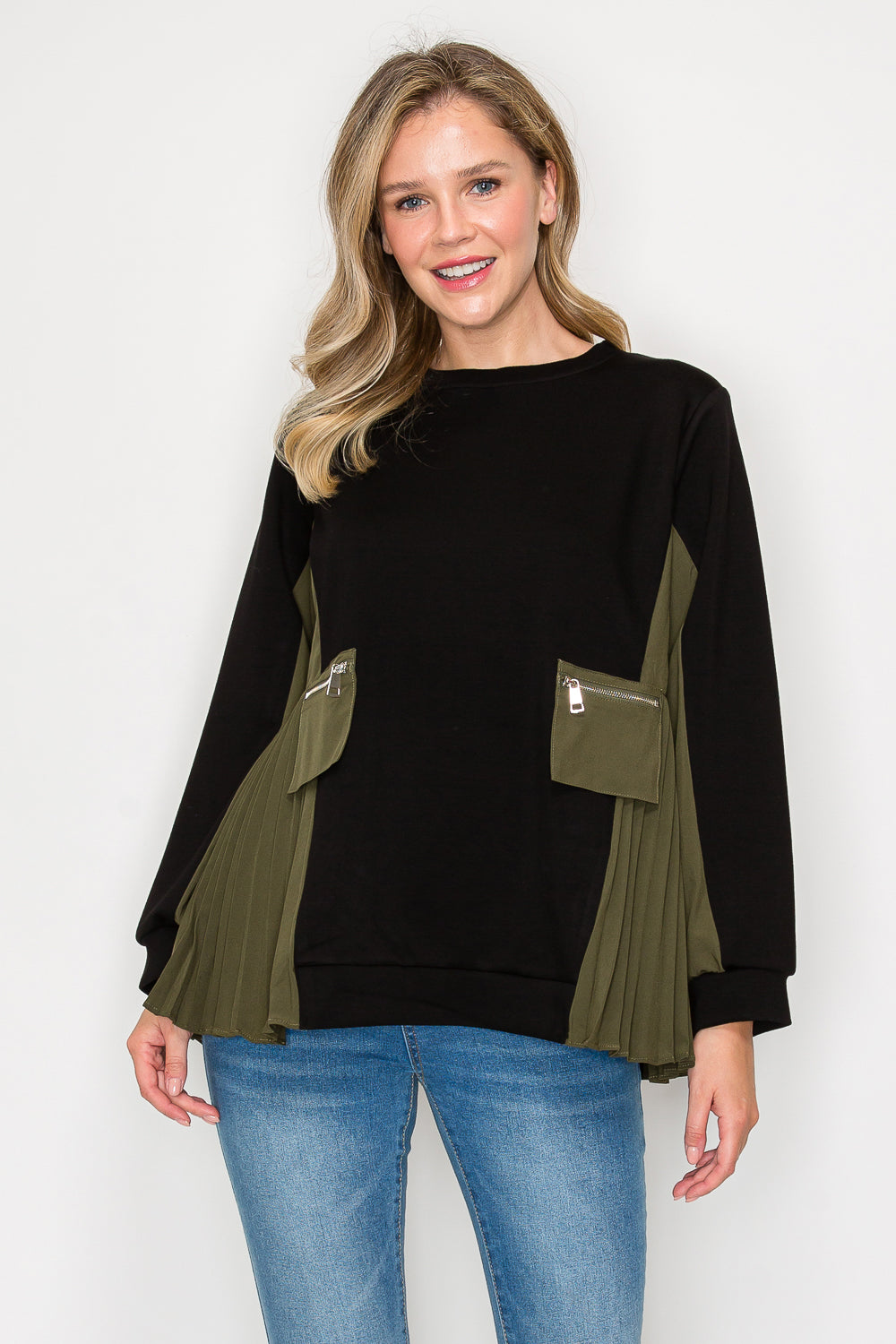 Joan Knit Top with Pleating