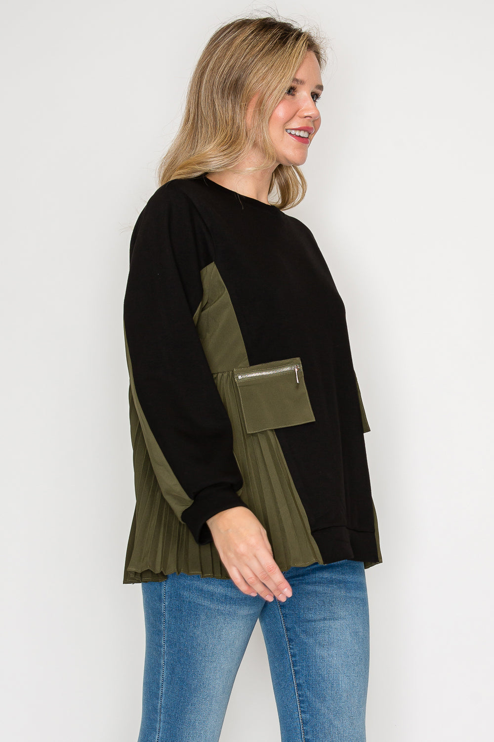 Joan Knit Top with Pleating