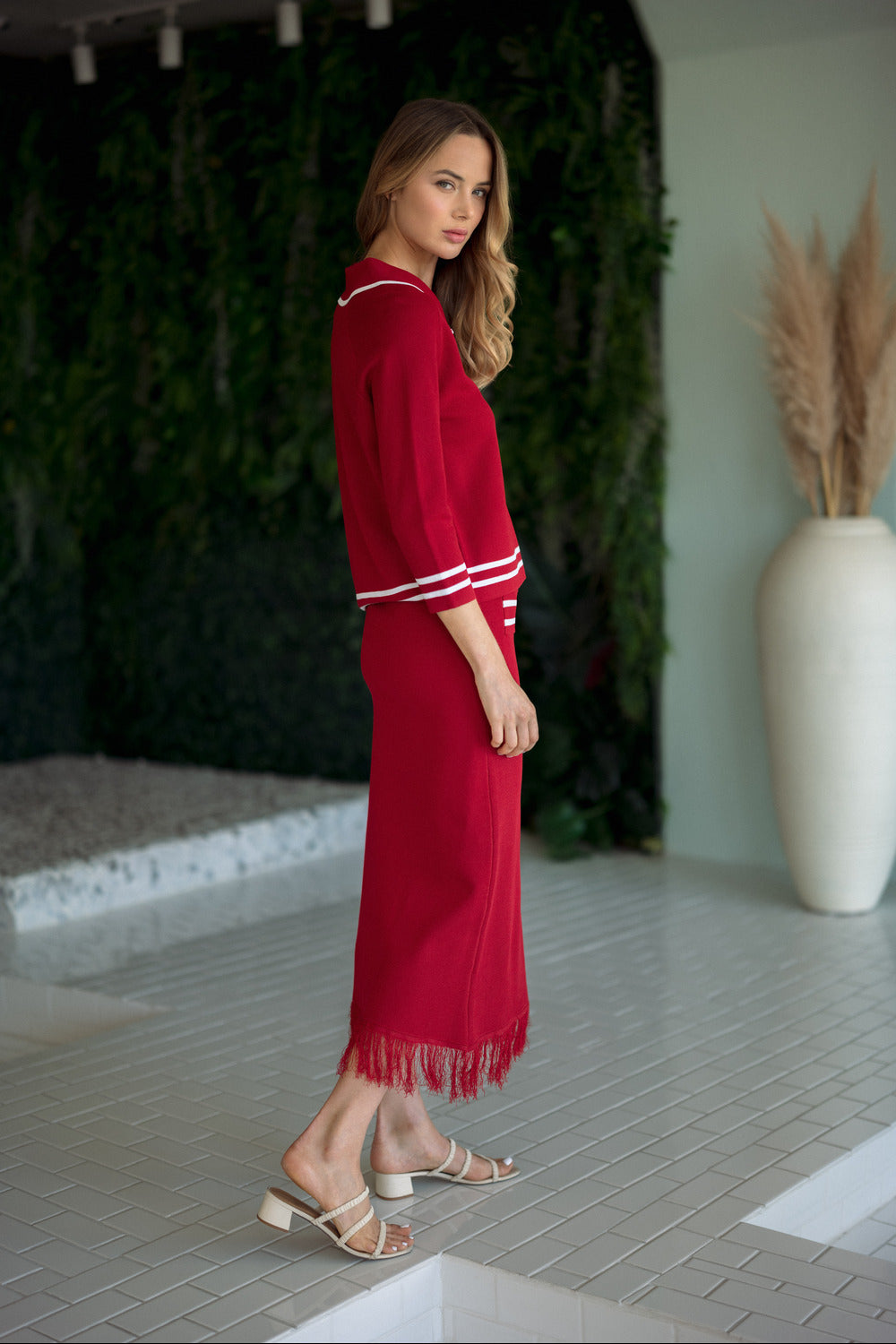 Sawyer Knitted Ribbed Fringe Skirt