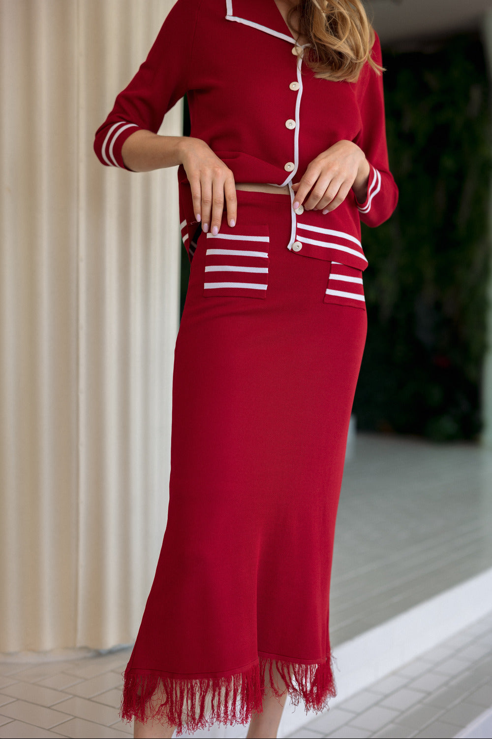 Sawyer Knitted Ribbed Fringe Skirt