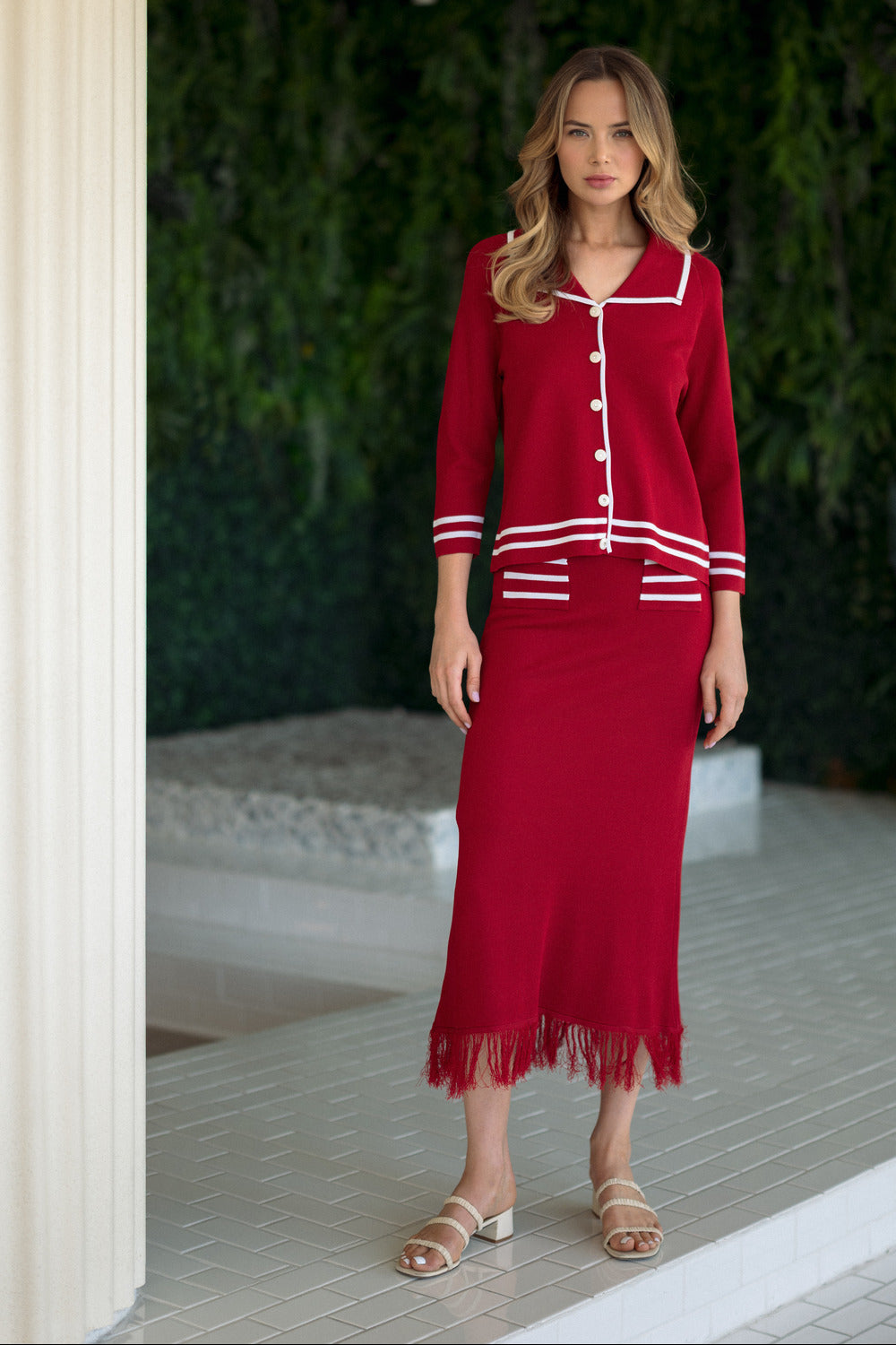 Sawyer Knitted Ribbed Fringe Skirt