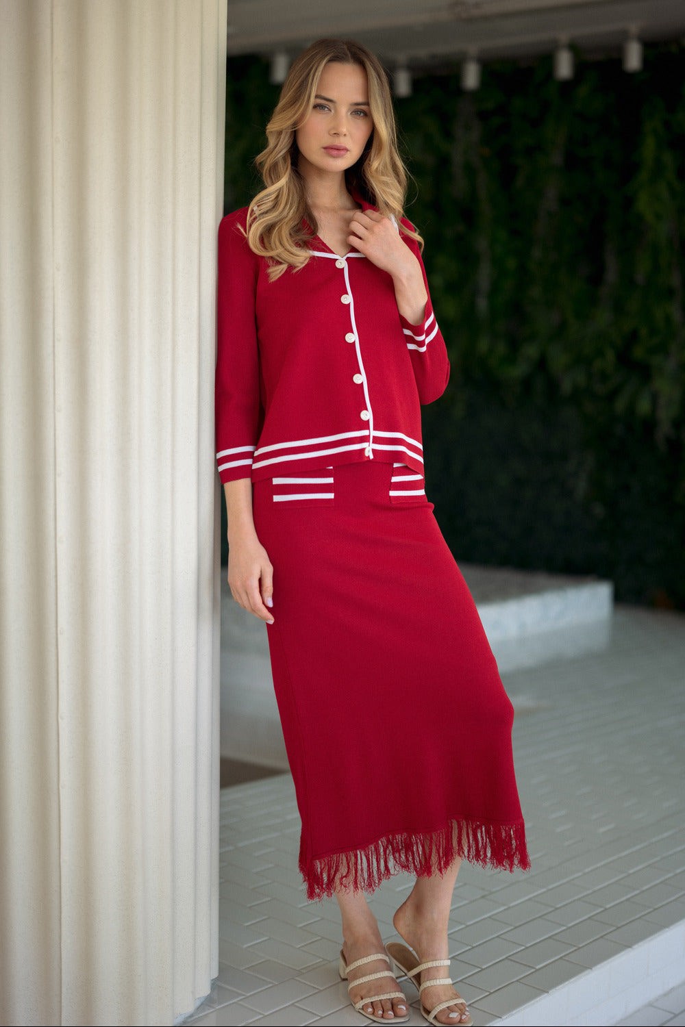 Sawyer Knitted Ribbed Fringe Skirt