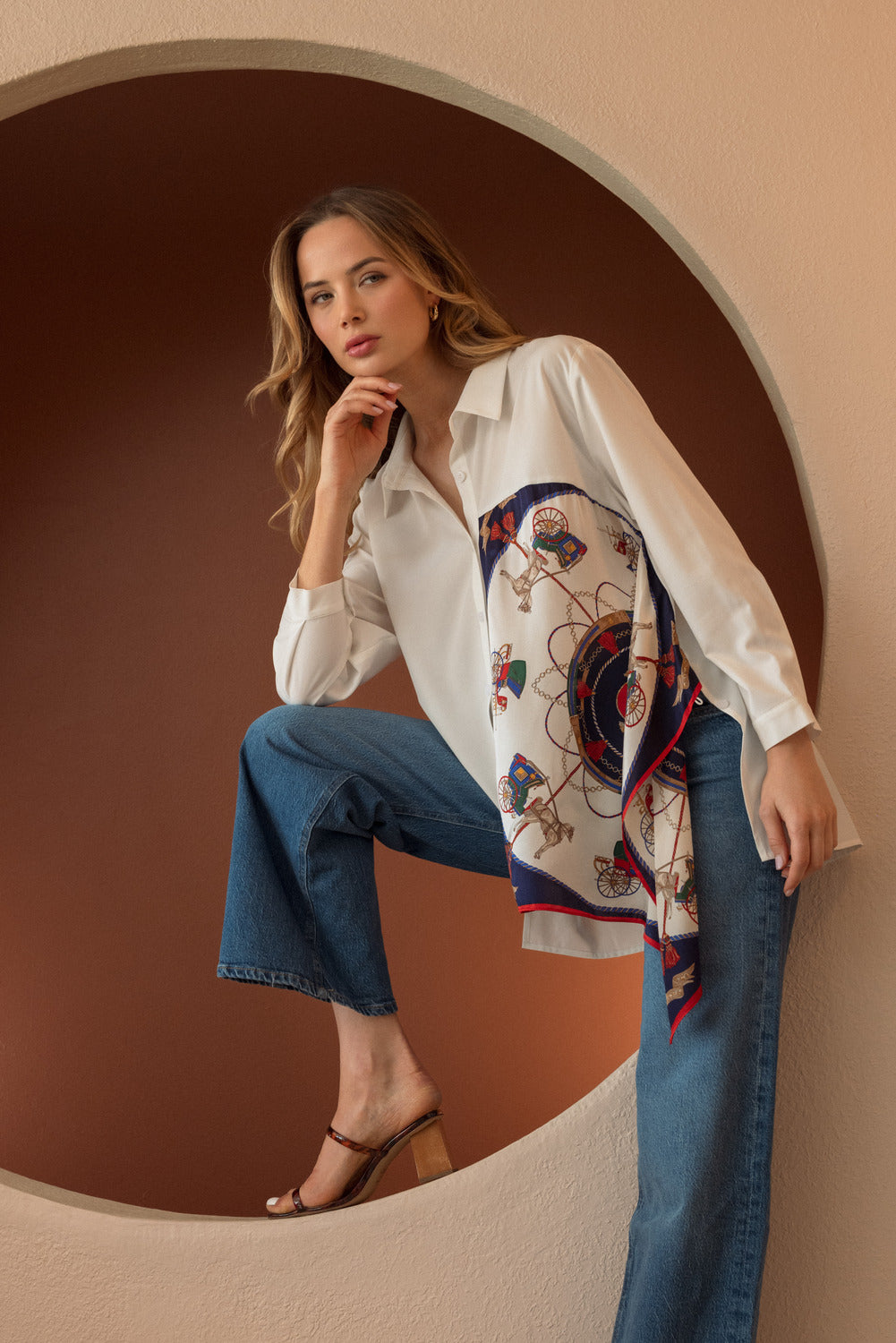 Jess Asymmetric Print Top