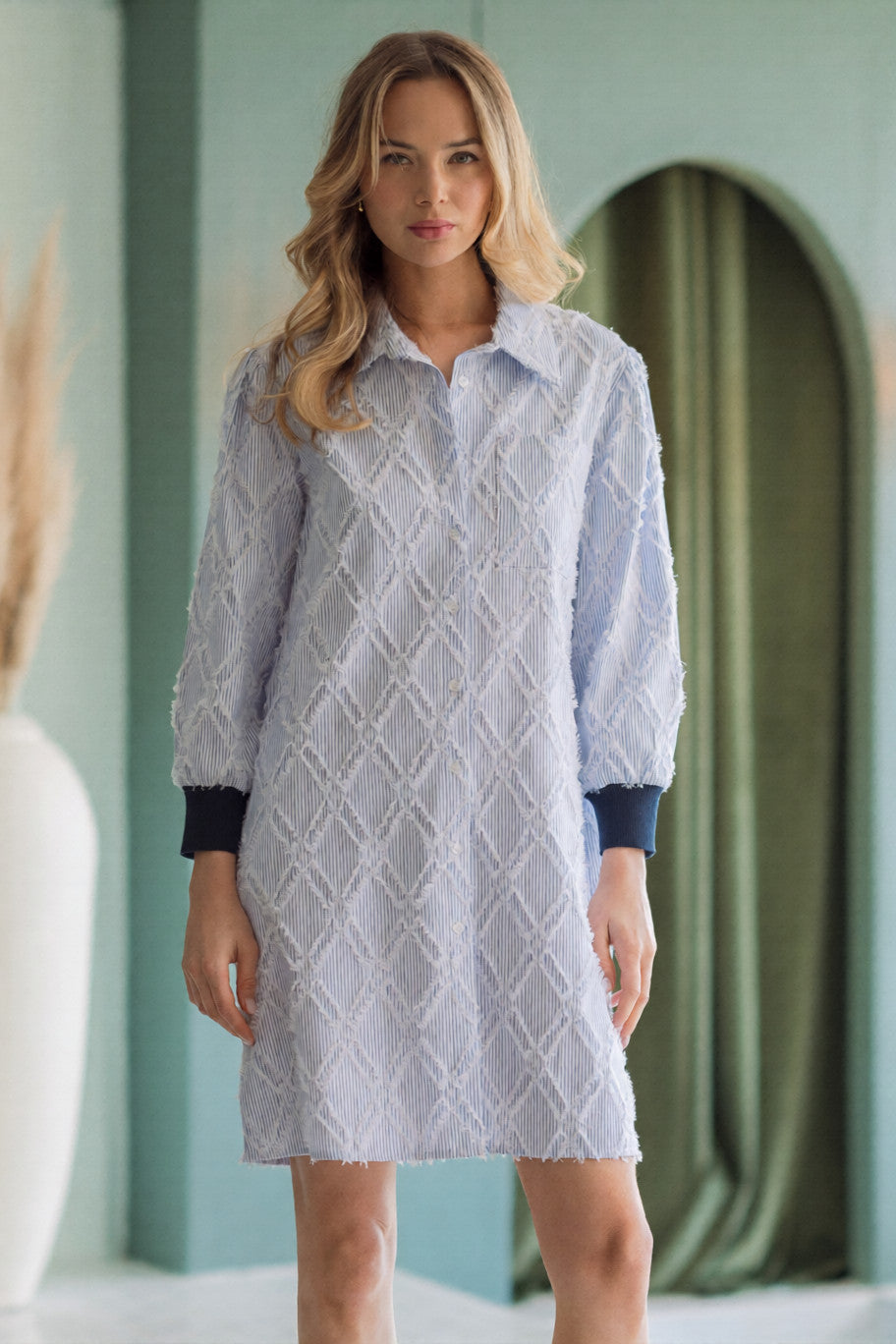 Jadea Textured Shirt Dress