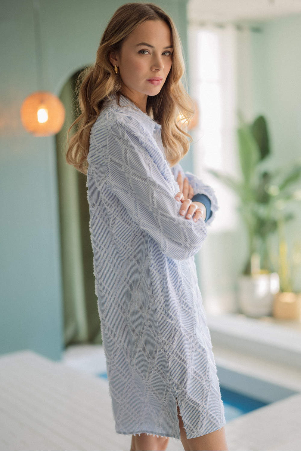 Jadea Textured Shirt Dress