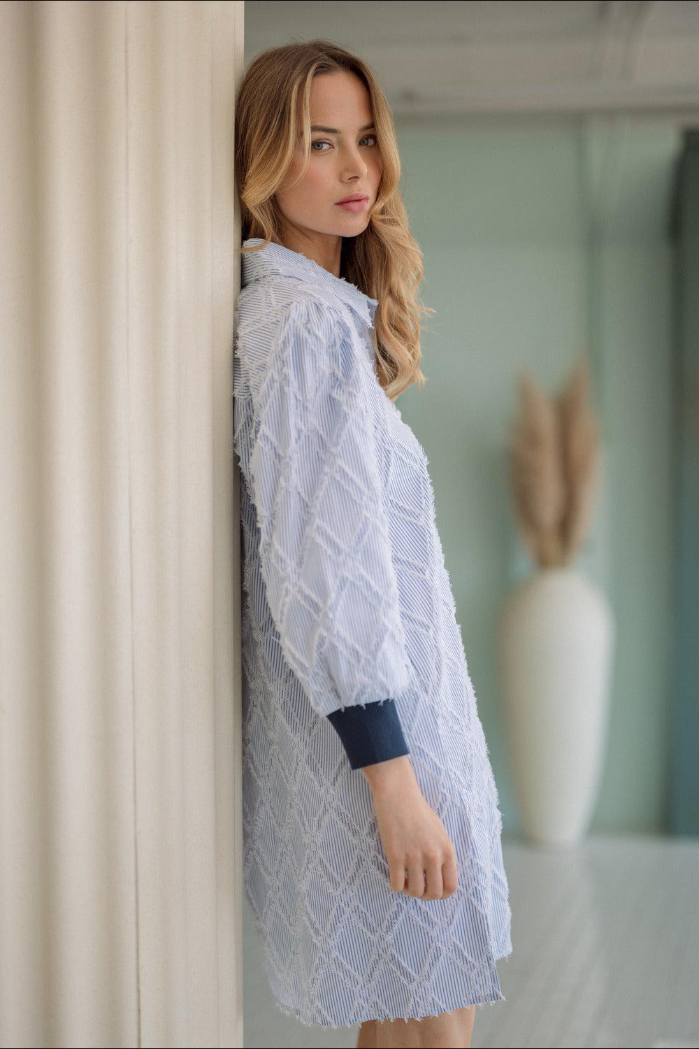 Jadea Textured Shirt Dress