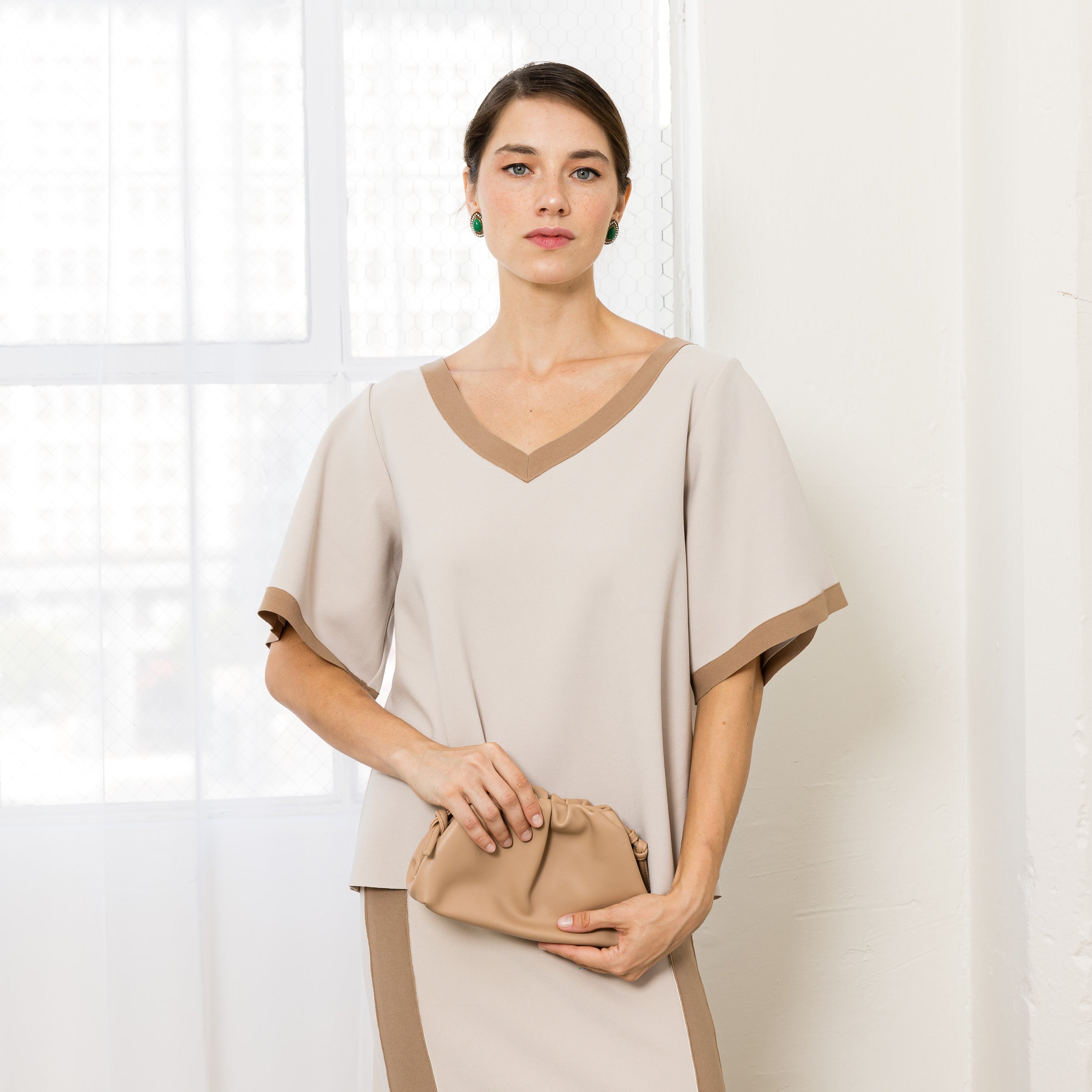 Kate Stretch Knit Crepe Top