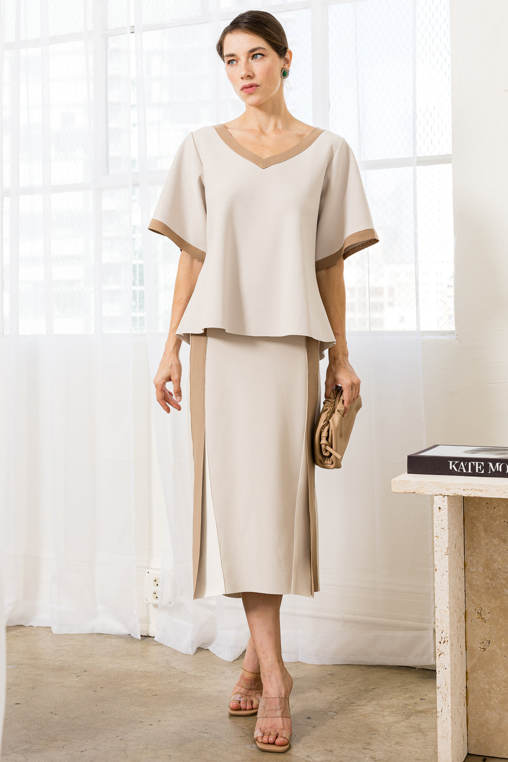 Kate Stretch Knit Crepe Top