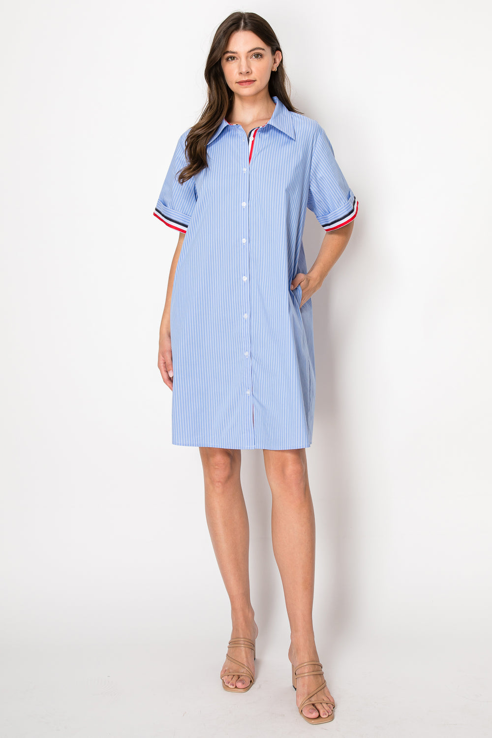 Jordan Woven Cotton Dress with Stripes