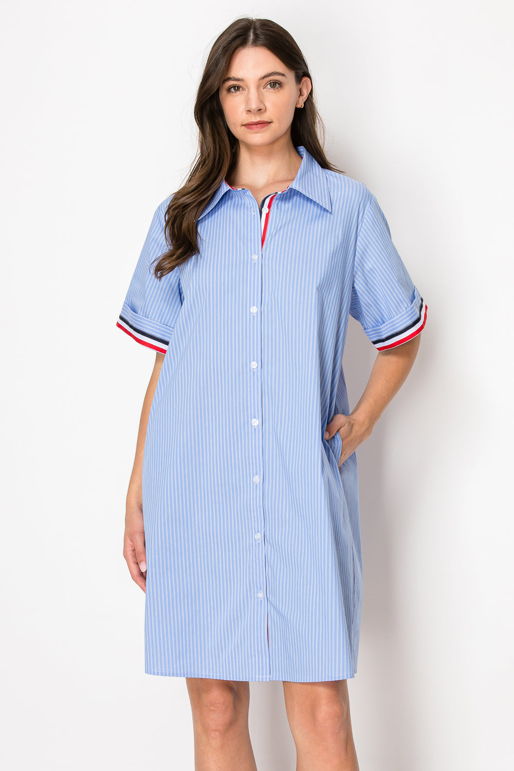 Jordan Woven Cotton Dress with Stripes