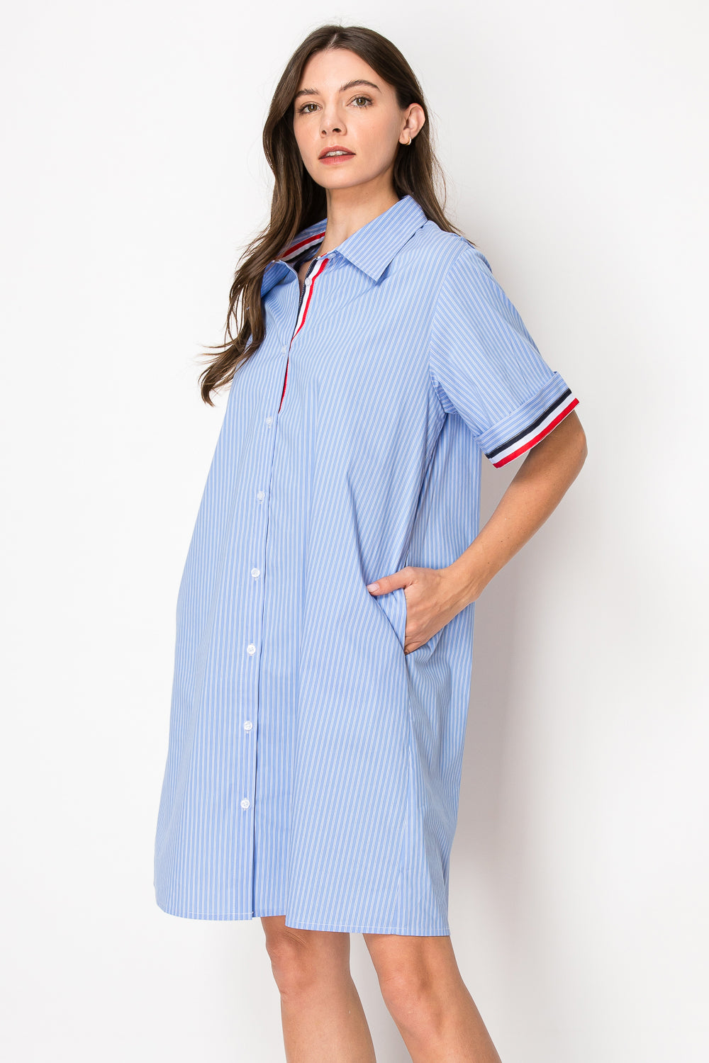 Jordan Woven Cotton Dress with Stripes