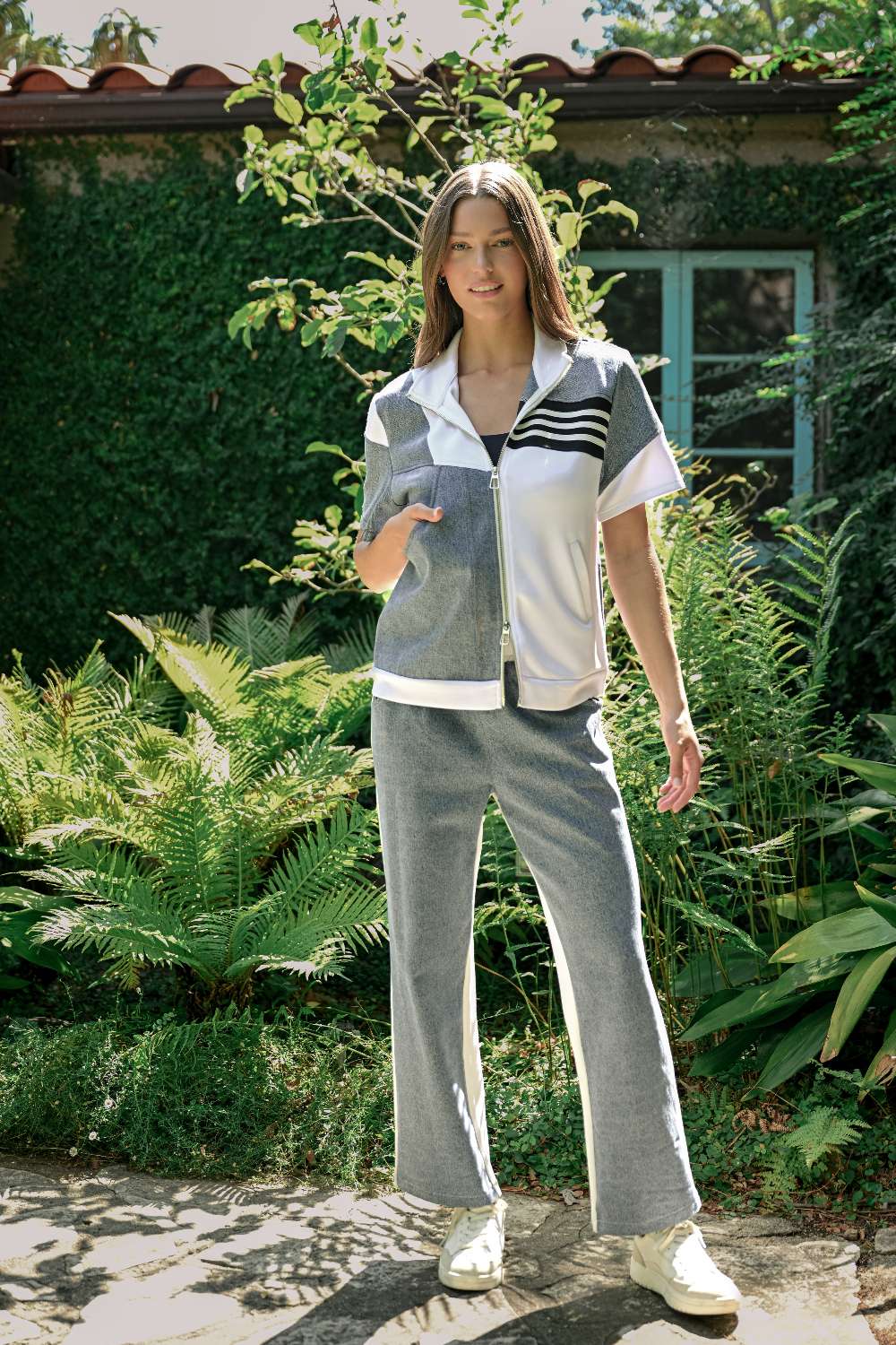 Deborah Top With Denim Contrast