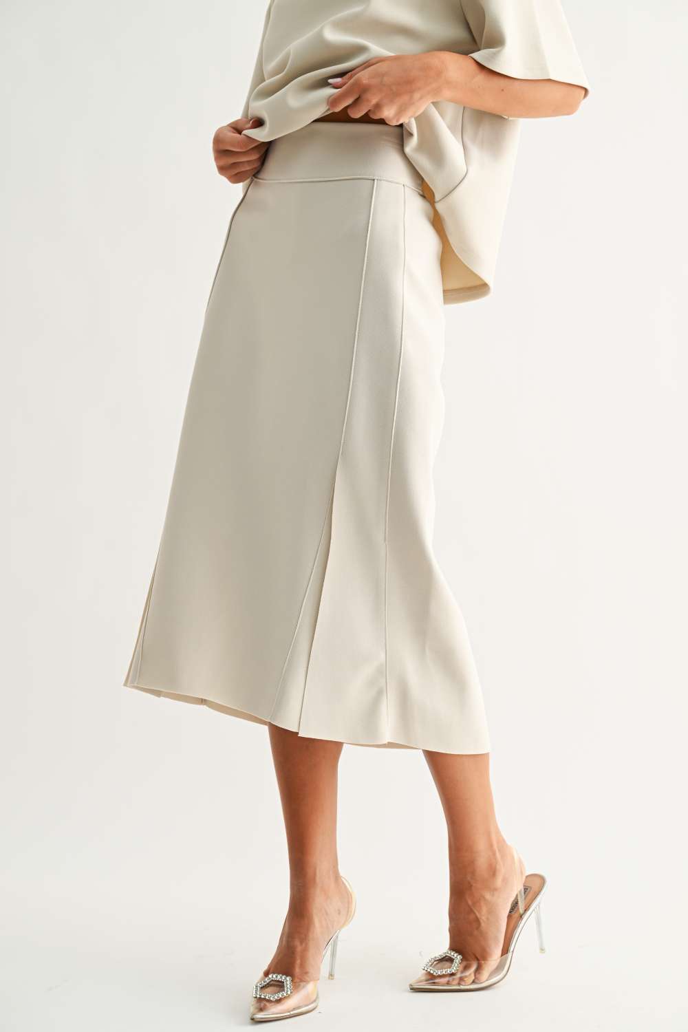Kamari Stretch Crepe Knit Skirt