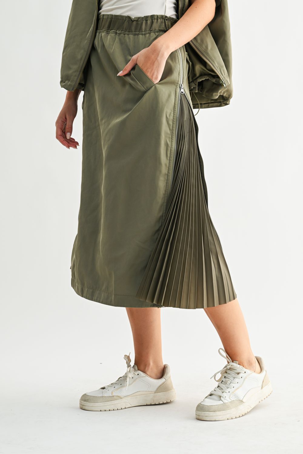 Jelani Skirt with Pleated Zipper Sides