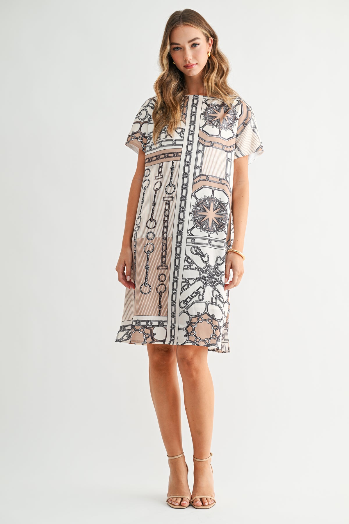 Julissa Nautical Chain Print Shift Dress
