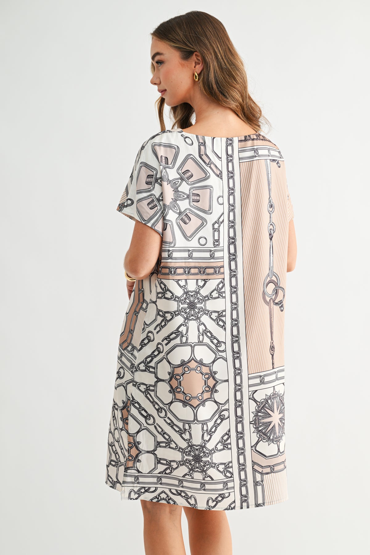Julissa Nautical Chain Print Shift Dress
