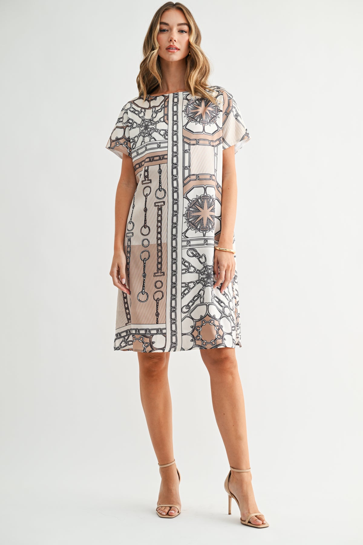 Julissa Nautical Chain Print Shift Dress