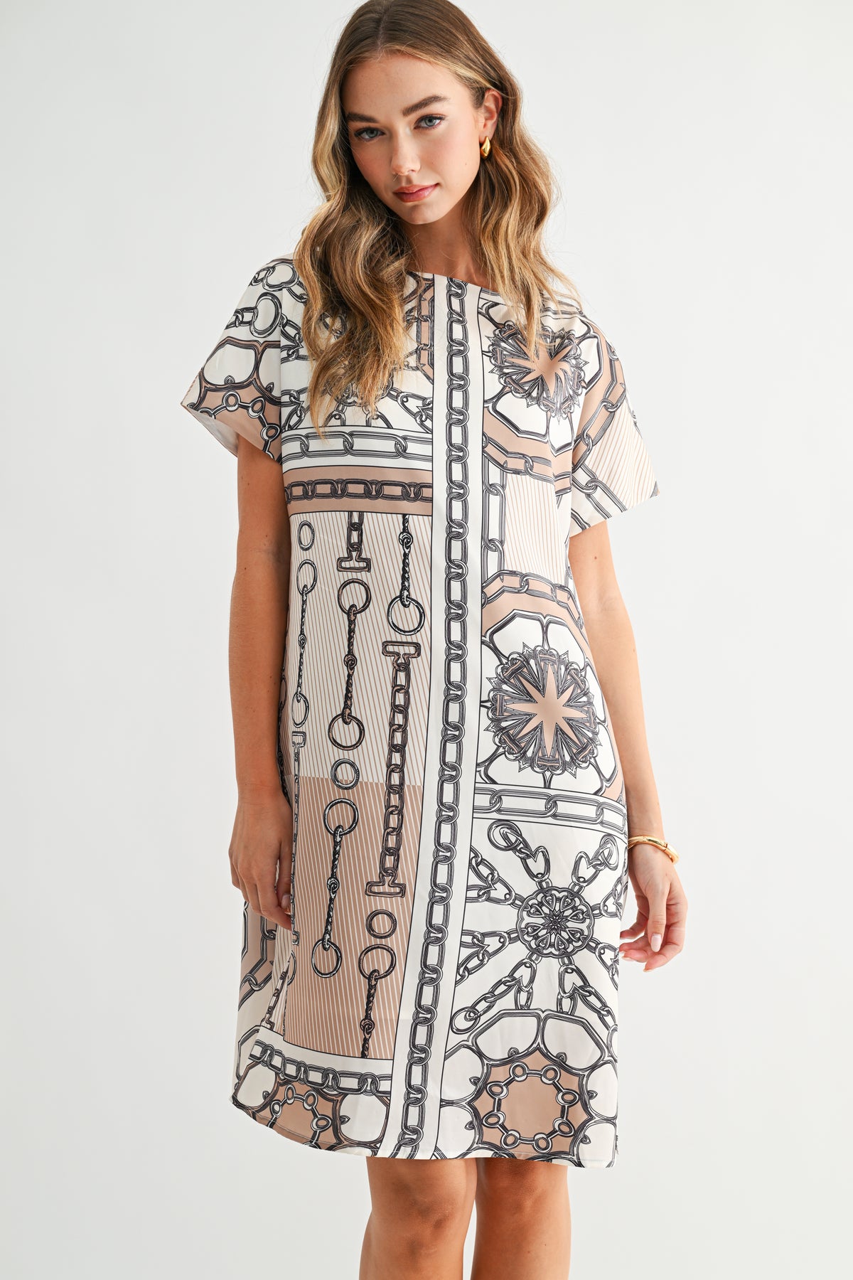 Julissa Nautical Chain Print Shift Dress