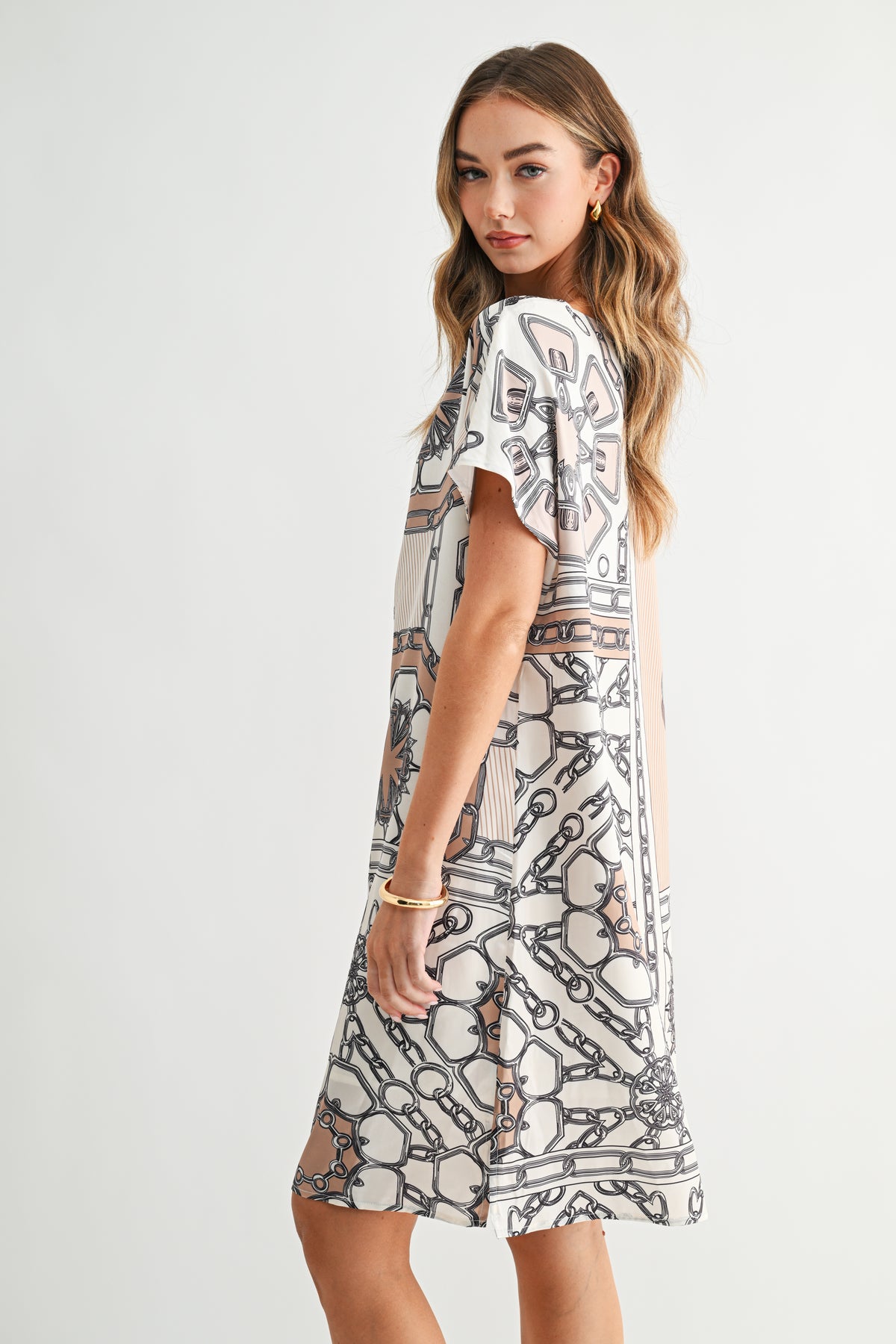 Julissa Nautical Chain Print Shift Dress