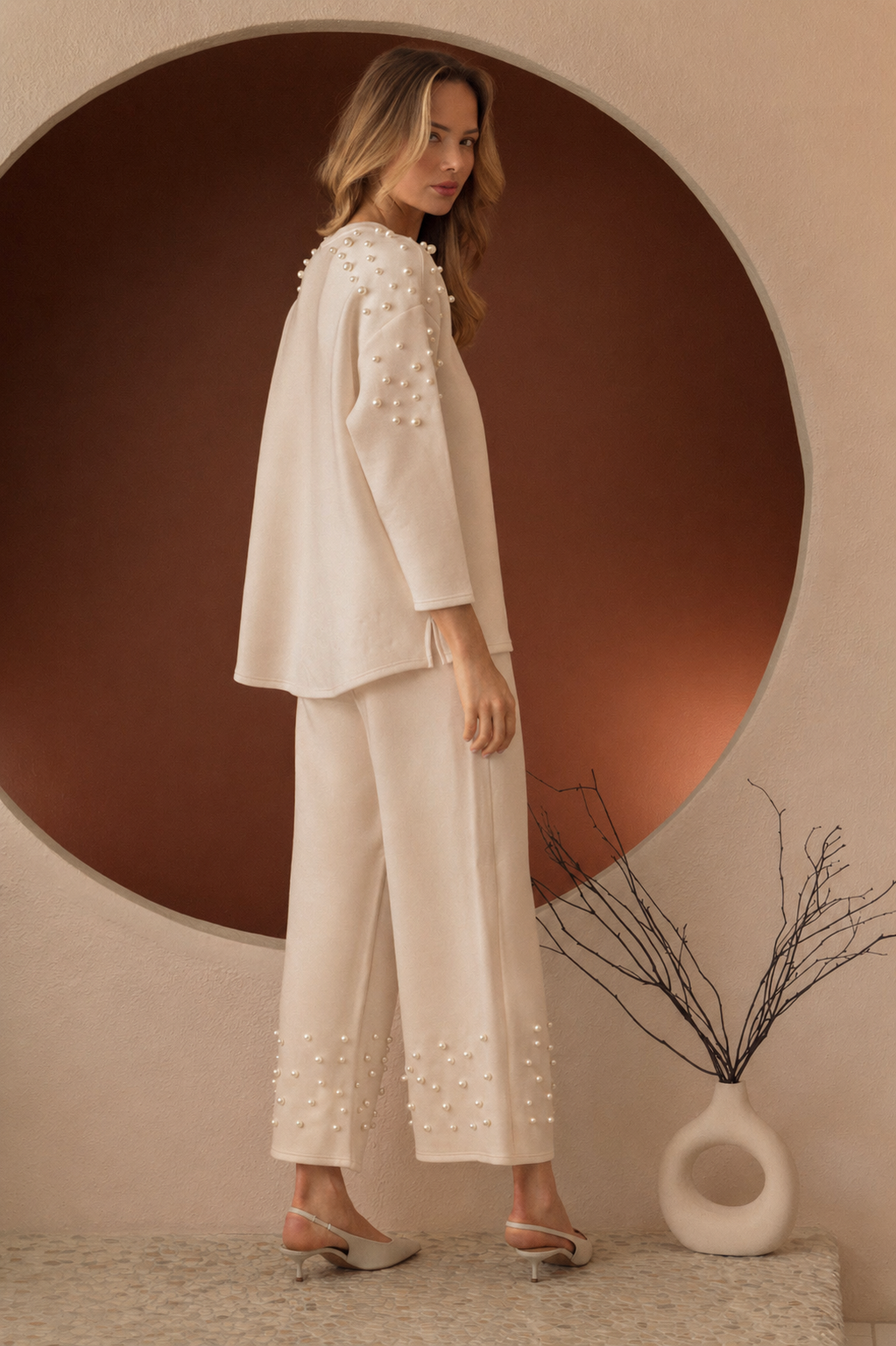 Faith Stretch French Scuba Pearl Pant