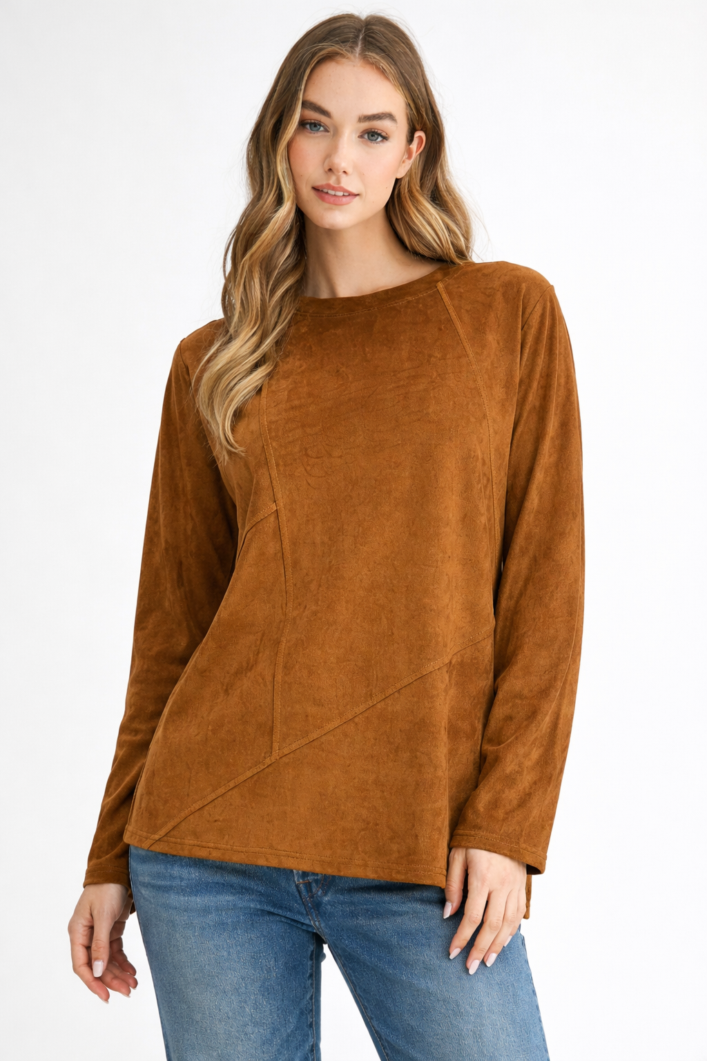 Aldis Stretch Suede Stitched Top