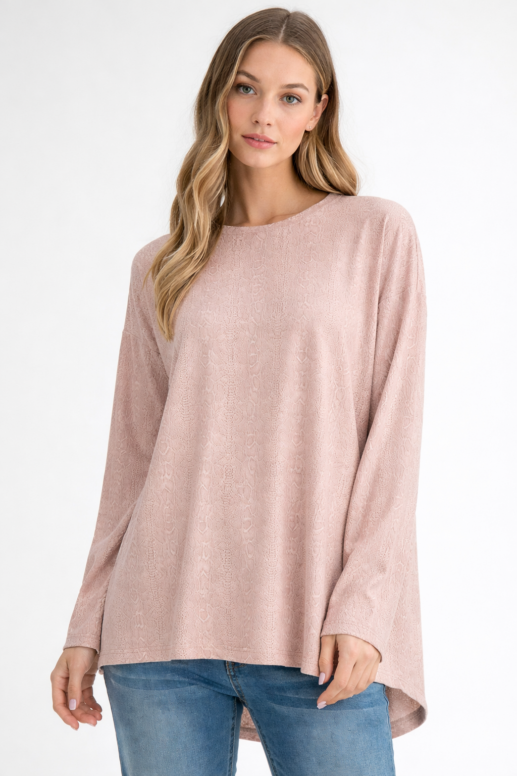 Ailith Stretch Suede Animal Print Top