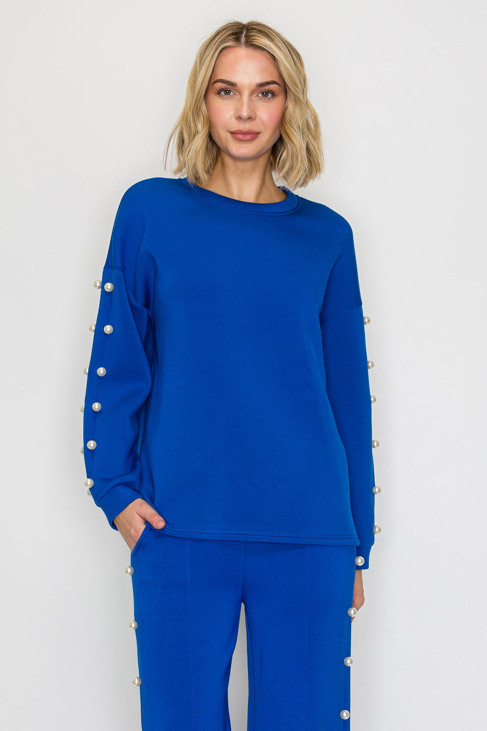 Katri Stretch French Scuba Pearl Top