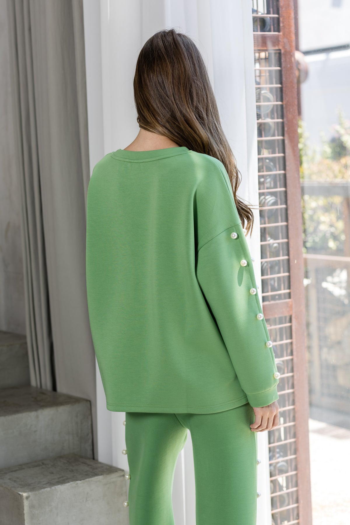 Katri Stretch French Scuba Pearl Top